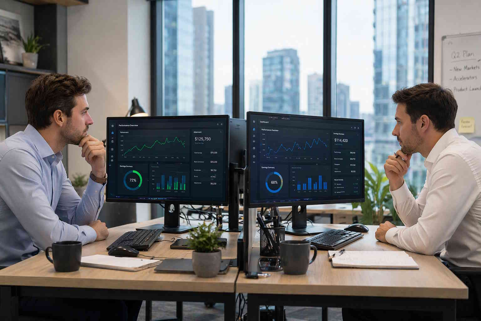Sales performance dashboard comparison